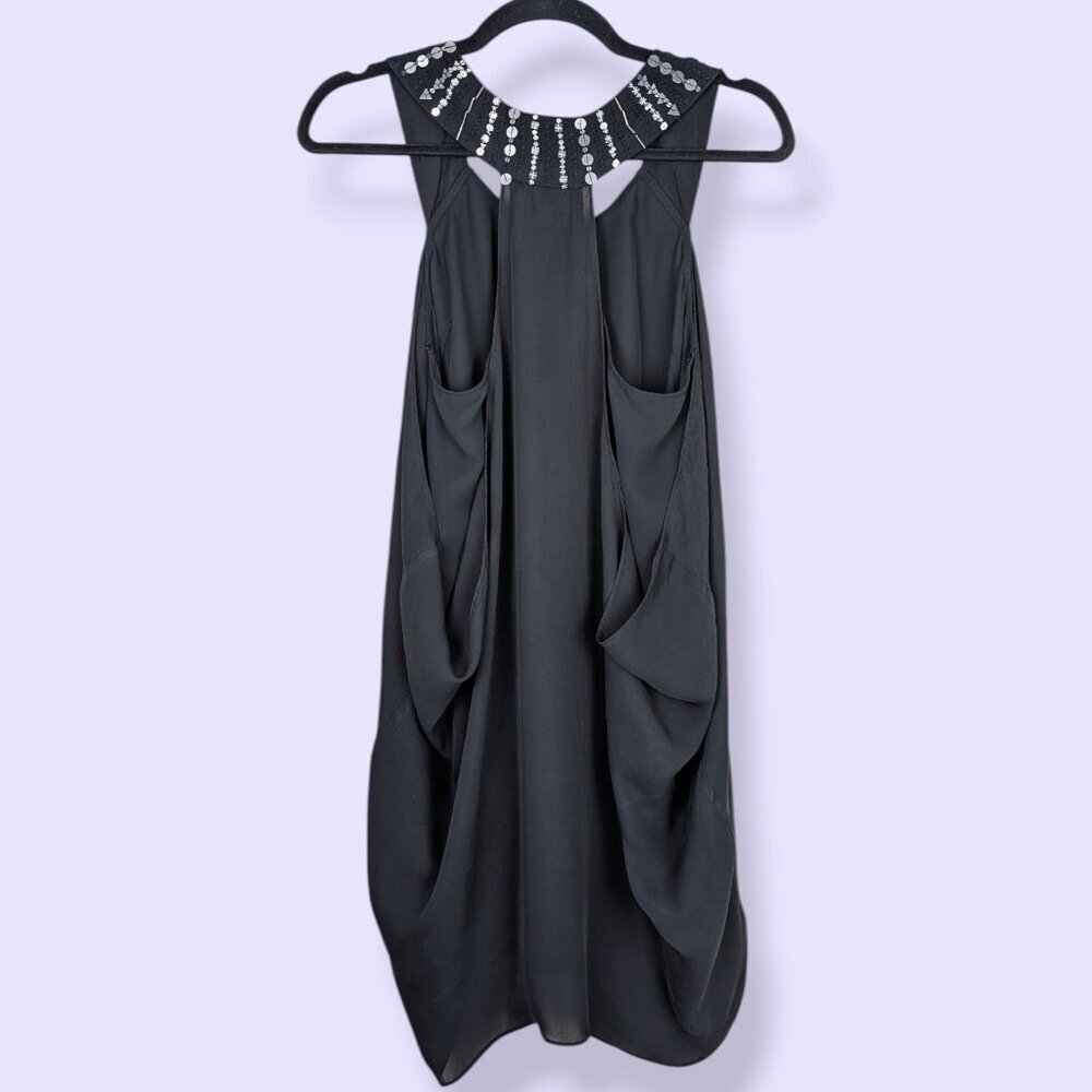 BCBGMaxAzria Silk Sequin Layered Halter Top - Picture 6 of 8